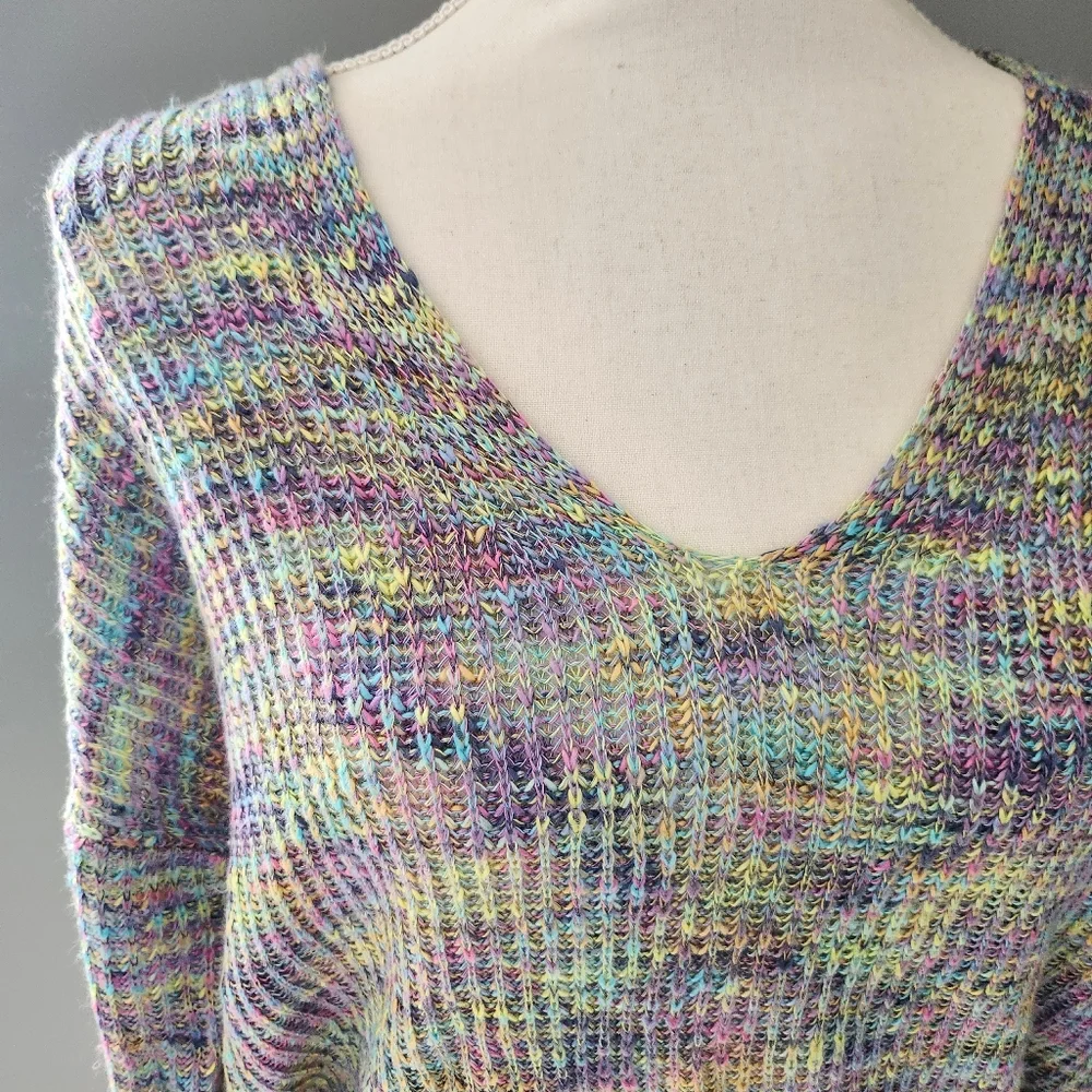NWT Torrid Rainbow Slub Pullover Tunic V-Neck Sweater - Picture 1 of 6